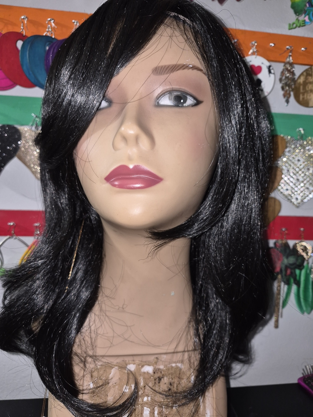 Black Synthetic Layered Wig for Women